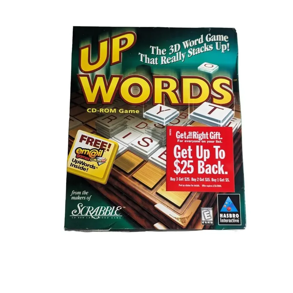 Vintage 1999 Up Words PC Cd-Rom By Hasbro Interactive 3-D Word Game New/Sealed
